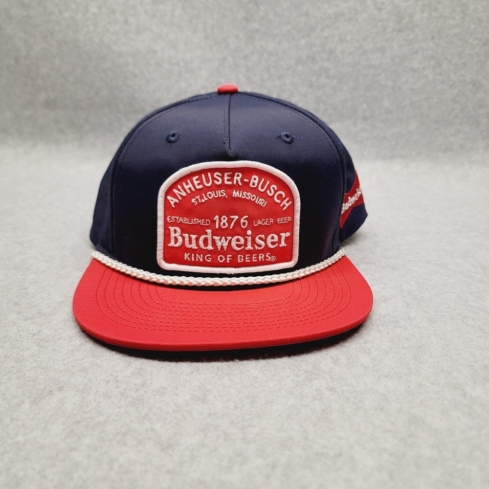 Budweiser Beer Anheuser-Busch‎ Logo Blue/Red Snapback Hat Rope Cap King Of Beers